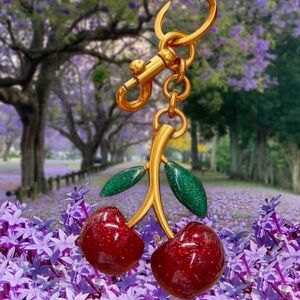 Designer Inspired Cherry Keychain, Bag Charm